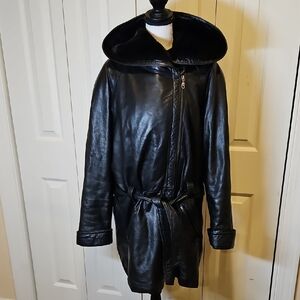 Wilsons Leather Jacket Black with Thinsulate Vintage Belt Womens M Wilson Coat